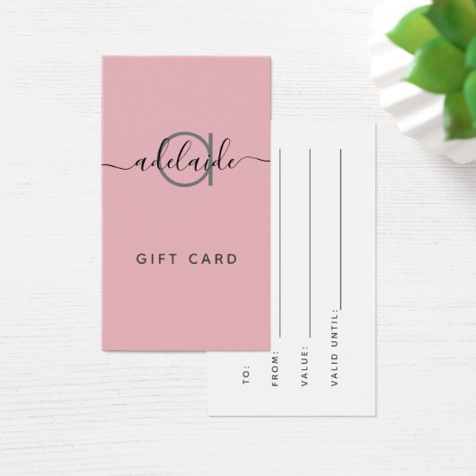 Chic Blush Pink Moderne elegante Monogram-Geschenk (Schreibtisch)