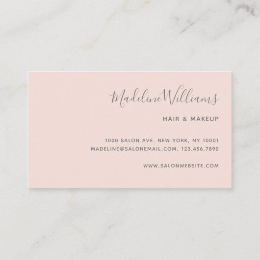 Chic Blush Pink Moderne Monogram Script Initialen Visitenkarte (Rückseite)