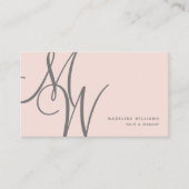 Chic Blush Pink Moderne Monogram Script Initialen Visitenkarte (Vorderseite)
