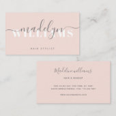 Chic Blush Pink Moderne Monogram Script-Signatur Visitenkarte (Vorne/Hinten)
