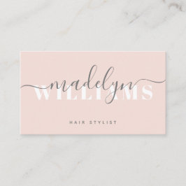 Chic Blush Pink Moderne Monogram Script-Signatur Visitenkarte