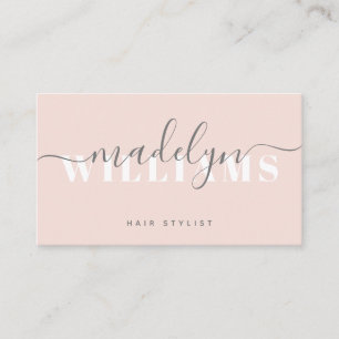 Chic Blush Pink Moderne Monogram Script-Signatur Visitenkarte