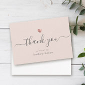 Chic Blush Pink Moderne Script Rose Goldenes Herz Dankeskarte