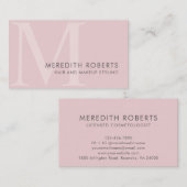 Chic Blush Pink Monogram Initial M Haarmakeup Visitenkarte (Vorne/Hinten)