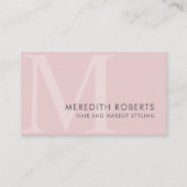 Chic Blush Pink Monogram Initial M Haarmakeup Visitenkarte (Vorderseite)