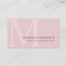 Chic Blush Pink Monogram Initial M Haarmakeup Visitenkarte