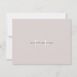 Chic Blush Pink Monogram Mitteilungskarte