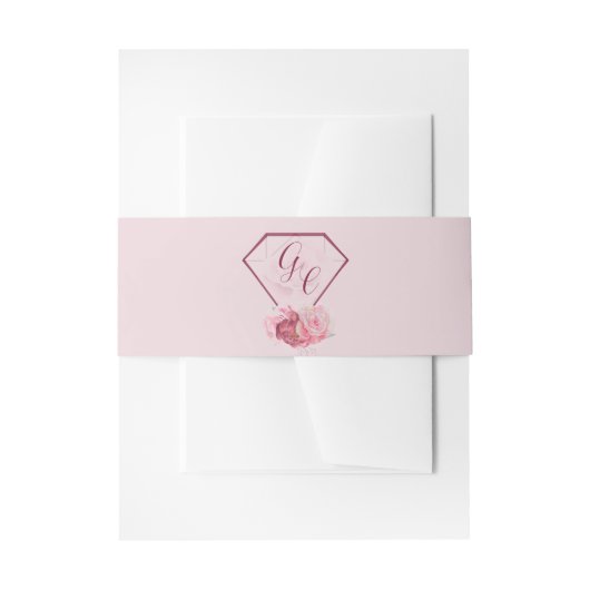 Chic Blush Pink Monogram Wedding Einladungsbanderole (Vorderseite Beispiel)
