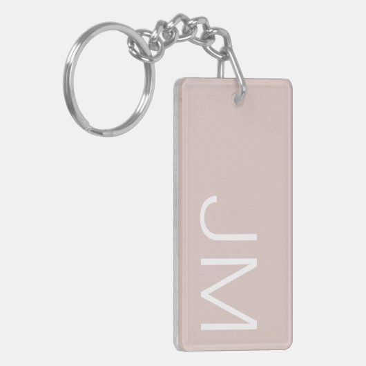 Chic Blush Pink Oversified Mit Monogramm Initials Schlüsselanhänger (Vorderseite links)