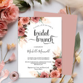 Chic Blush Pink Pampas Grass Bridal Brunch Einladung