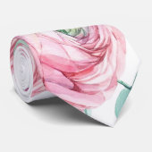 Chic Blush Pink Peony und Daisy Wedding Krawatte (Gerollt)