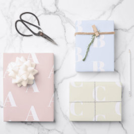 Chic Blush Pink Pine Blass Blue Creme Custom Monog Geschenkpapier Set
