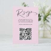 Chic Blush Pink QR Code UAWG Wedding RSVP Karte (Stehend Vorderseite)