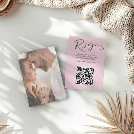 Chic Blush Pink QR Code UAWG Wedding RSVP Karte