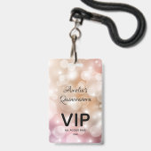 Chic Blush Pink Quinceñera Einladen VIP Pass Ausweis (Vorderseite mit Schlüsselband)