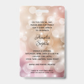 Chic Blush Pink Quinceñera Einladen VIP Pass Ausweis (Rückseite)