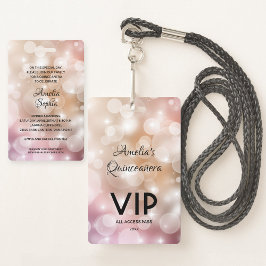 Chic Blush Pink Quinceñera Einladen VIP Pass Ausweis