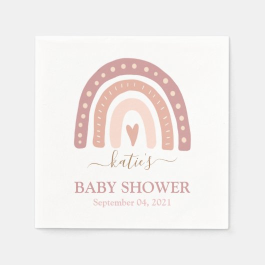 Chic Blush Pink Rainbow Girl Baby Dusche Serviette (Vorderseite)