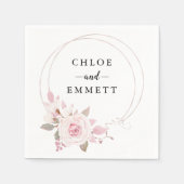 Chic Blush Pink Rose Blumenreath Serviette (Vorderseite)