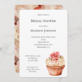 Chic Blush Pink Rose Cupcake Brautparty Einladung (Vorne/Hinten)