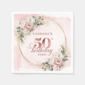 Chic Blush Pink Rose Gold 50th Birthday Napkins Serviette (Vorderseite)