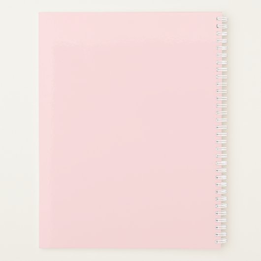 Chic Blush Pink Rose Gold Custom Monogram Planer (Rückseite)