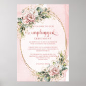 Chic Blush Pink Rose Gold Floral Unplugged Ceremon Poster (Vorne)