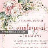 Chic Blush Pink Rose Gold Floral Unplugged Ceremon Poster