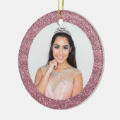 Chic Blush Pink | Rose Gold Glitzer Monogram Foto Keramik Ornament (Links)