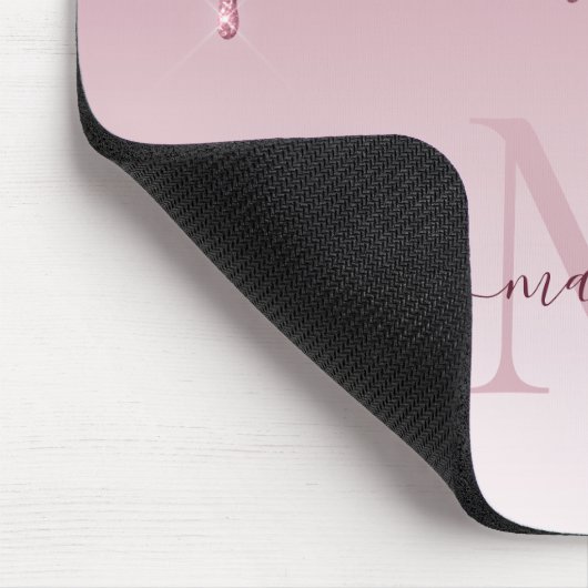 Chic Blush Pink Rose Gold Glitzer Sparkline Monogr Mousepad (Ecke)