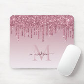 Chic Blush Pink Rose Gold Glitzer Sparkline Monogr Mousepad (Mit Mouse)
