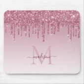 Chic Blush Pink Rose Gold Glitzer Sparkline Monogr Mousepad (Vorne)
