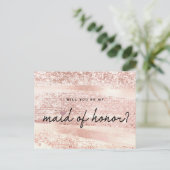 Chic Blush Pink & Rose Gold Trauzeugin Vorschlag Postkarte (Stehend Vorderseite)