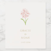 Chic Blush Pink Rose Wedding Wine Label Weinetikett (Einzelnes Label)