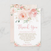Chic Blush Pink Roses Floral Gold Girl Babydusche Dankeskarte (Vorne/Hinten)