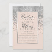Chic Blush Pink Silver Glitzer Confetti Wedding Einladung (Vorderseite)