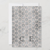 Chic Blush Pink Silver Glitzer Hexagon Geo Wedding Einladung (Rückseite)
