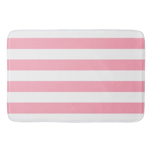 Chic Blush Pink Streifen Muster Badematte (Vorderseite)