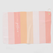 Chic Blush Pink Strip Skriptname Golfhandtuch (Horizontal)