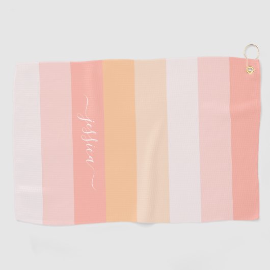 Chic Blush Pink Strip Skriptname Golfhandtuch (Horizontal)