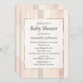 Chic Blush Pink Stripes Babydusche Einladung (Vorne/Hinten)