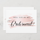 Chic Blush Pink Stroke Bridesmaid Vorschlag Postkarte (Vorne/Hinten)