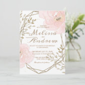 Chic Blush Pink & Taupe Romantische Blumenhochzeit Einladung (Stehend Vorderseite)