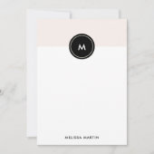 Chic Blush Pink und Black Stationery Mitteilungskarte (Vorderseite)