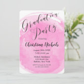 Chic Blush Pink Watercolor Graduation Party Invit Einladung (Stehend Vorderseite)