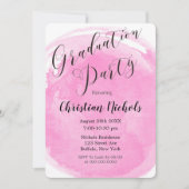 Chic Blush Pink Watercolor Graduation Party Invit Einladung (Vorderseite)
