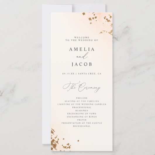 Chic Blush Pink Watercolor Hochzeitsprogramm (Vorderseite)