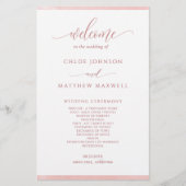 Chic Blush Pink Watercolor Rahmen Hochzeitsprogram (Vorderseite)