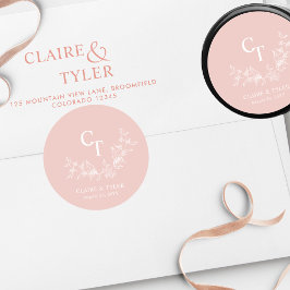 Chic Blush Pink Wedding Umschlag Aufkleber / Gefal