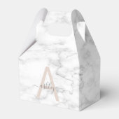 Chic Blush Pink White Marble Script Name Monogram Geschenkschachtel (Rückseite)